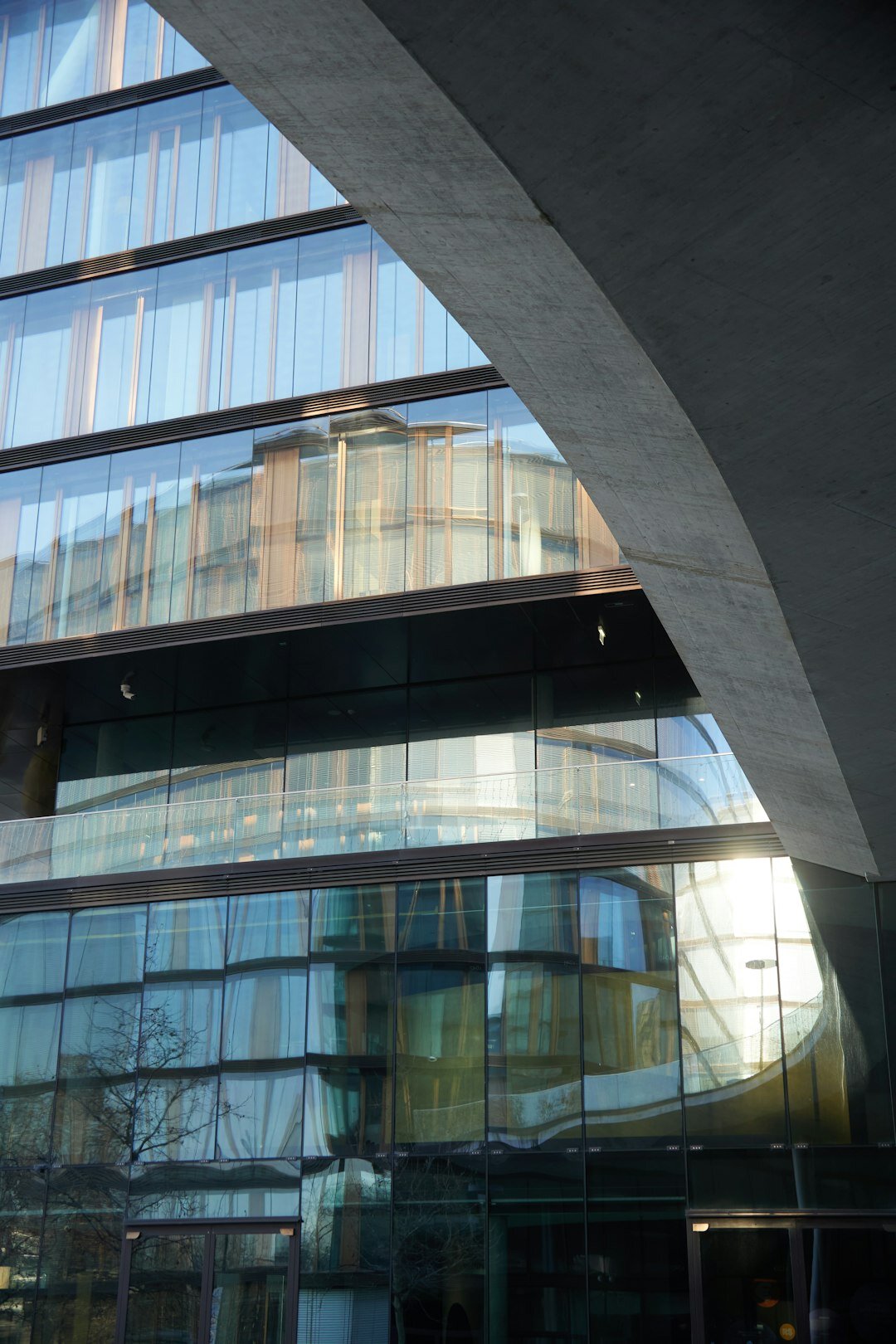 Modern research institute office interior with open workspace and glass meeting rooms