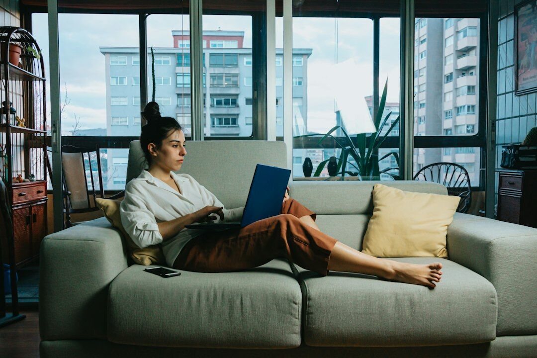 person working remotely at home